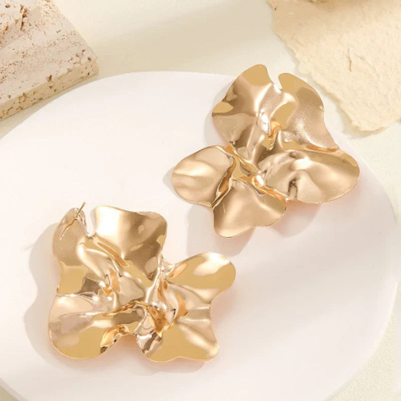 Irregular Metal Flower Earrings