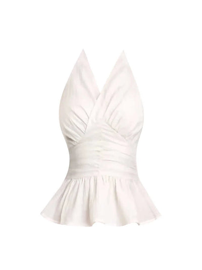 Vintage Old Money Simple Korean White Tank Top