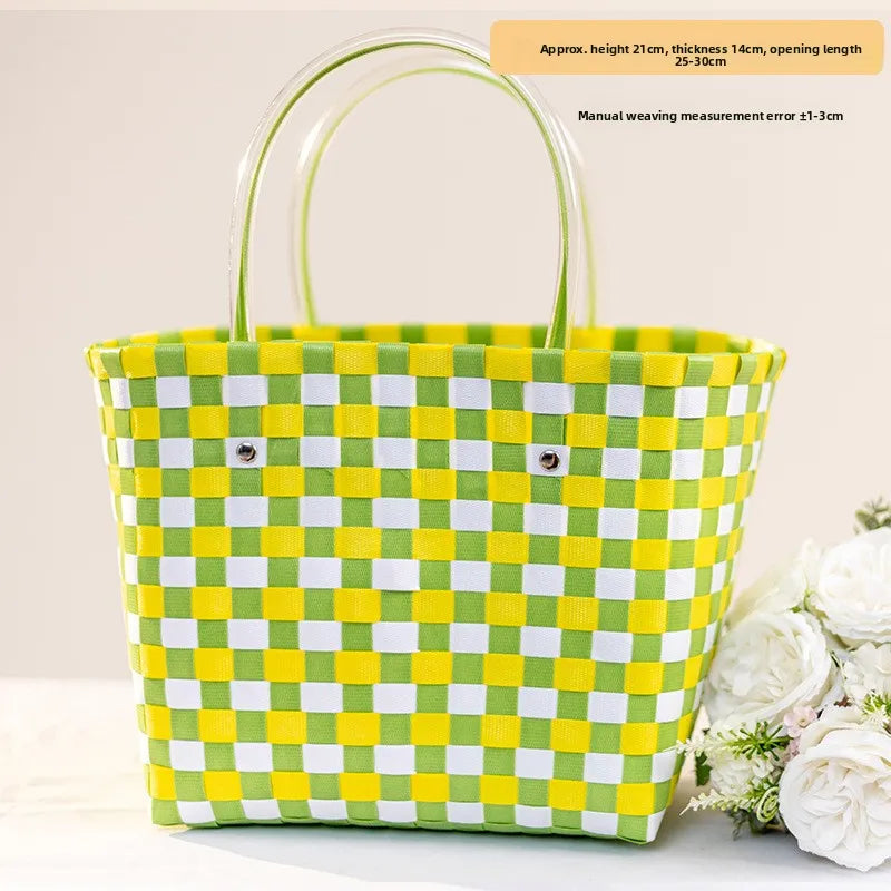 Plastic Handwoven Beach Handbag