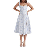 Vintage Floral Pattern Midi Dress