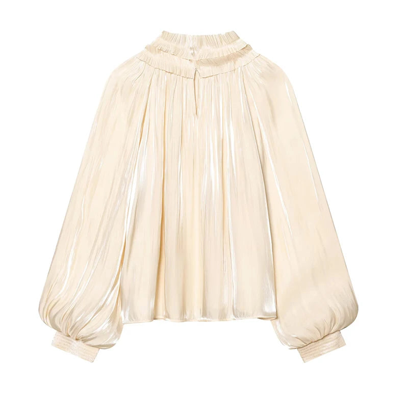 Women's Shiny Satin Blouse