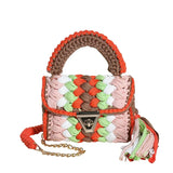Woven Bag Knitted Shoulder Chunky