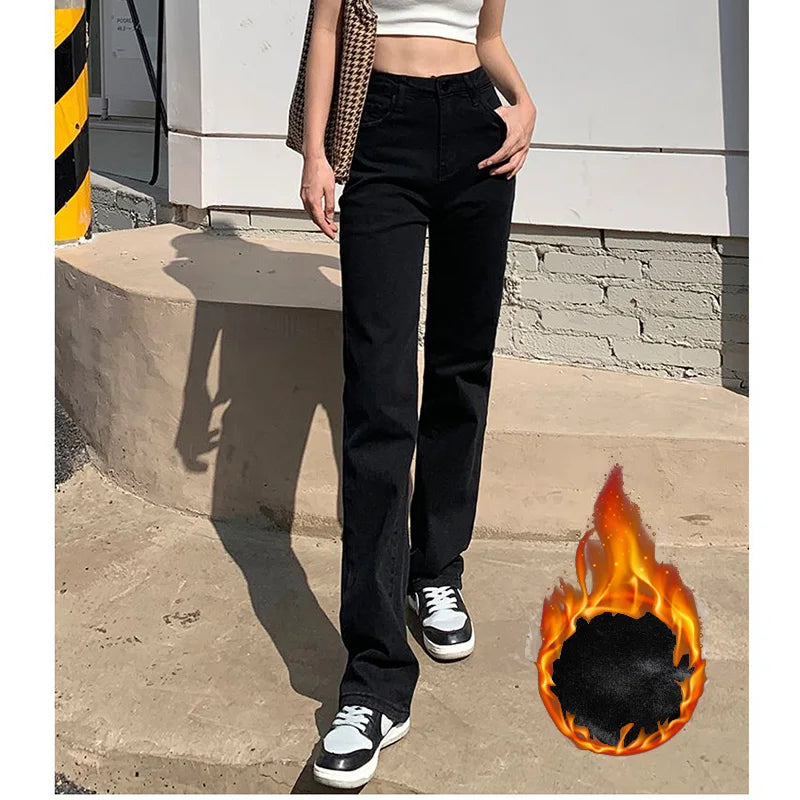 High Waist Korean Straight Leg Jeans