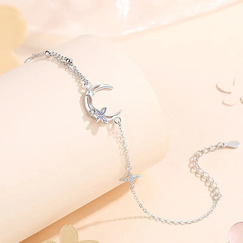Pulsera Vintage Luna y Estrella de Plata Sterling