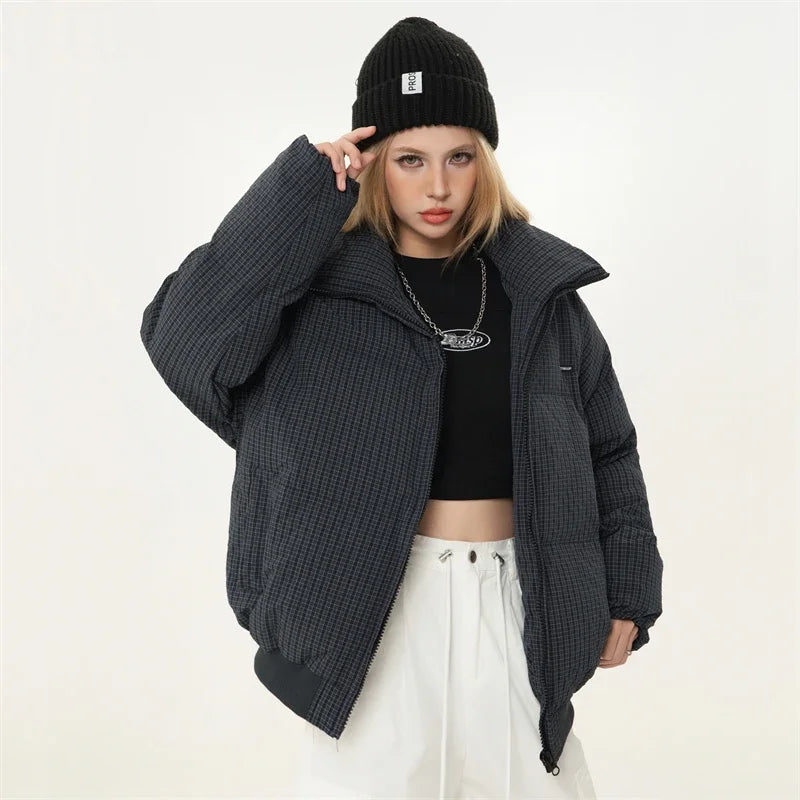 Plaid Thick Winter Padded Puffer Jacket