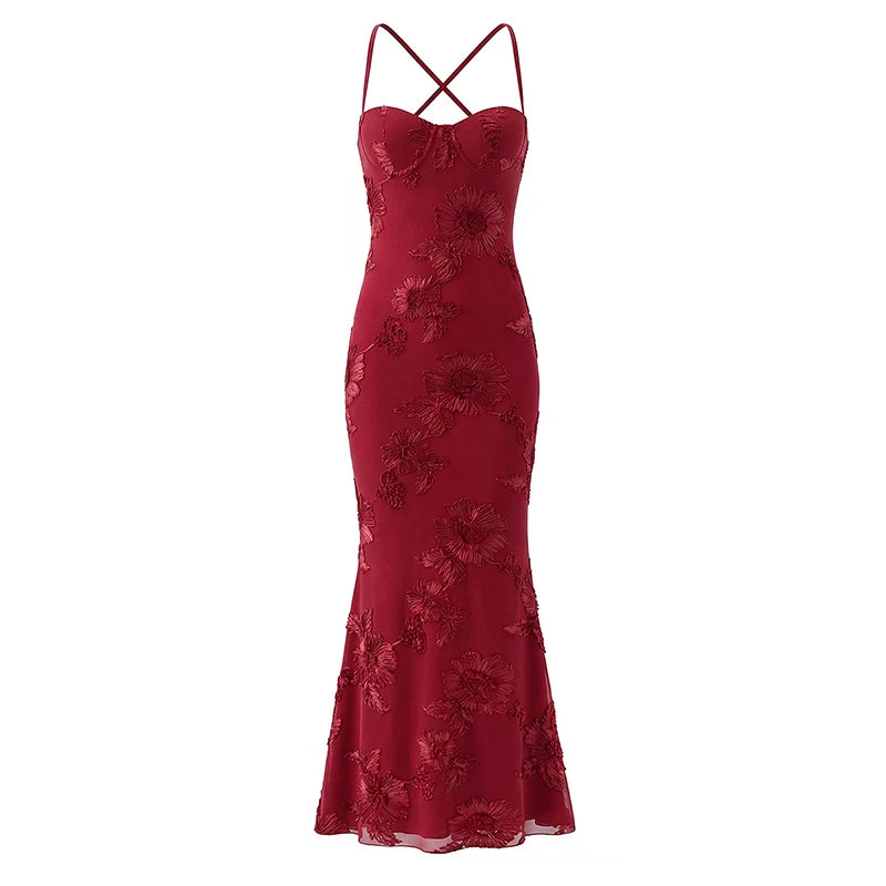 Sexy Lace Up Backless Mermaid Elegant Dress