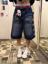 Retro Summer Star Denim Jorts