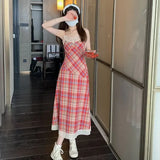 Plaid Soft Girl Maxi Dress