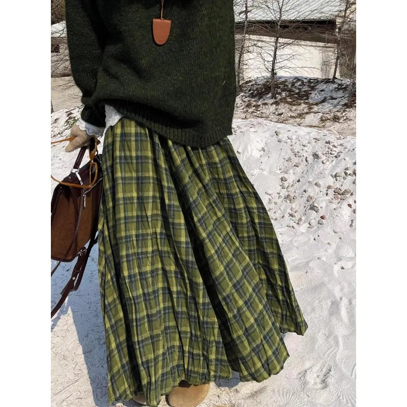 Fairycore Plaid Maxi Skirt