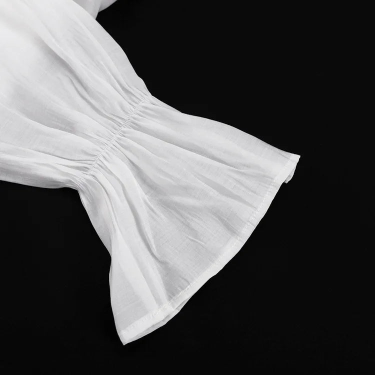 Transparent Ruffle Long Sleeve Coquette Blouses