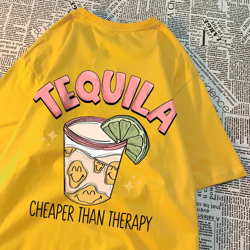 Creative Casual Round Neck Tequila T-Shirt