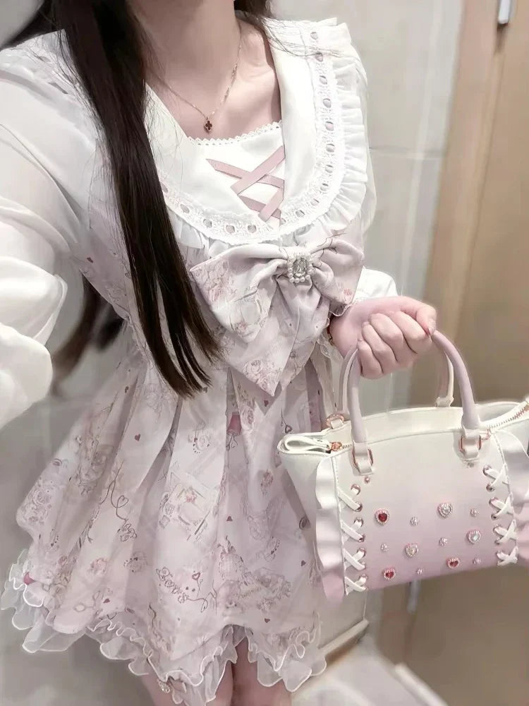 Flare Sleeve Coquette Pink Mini Dress