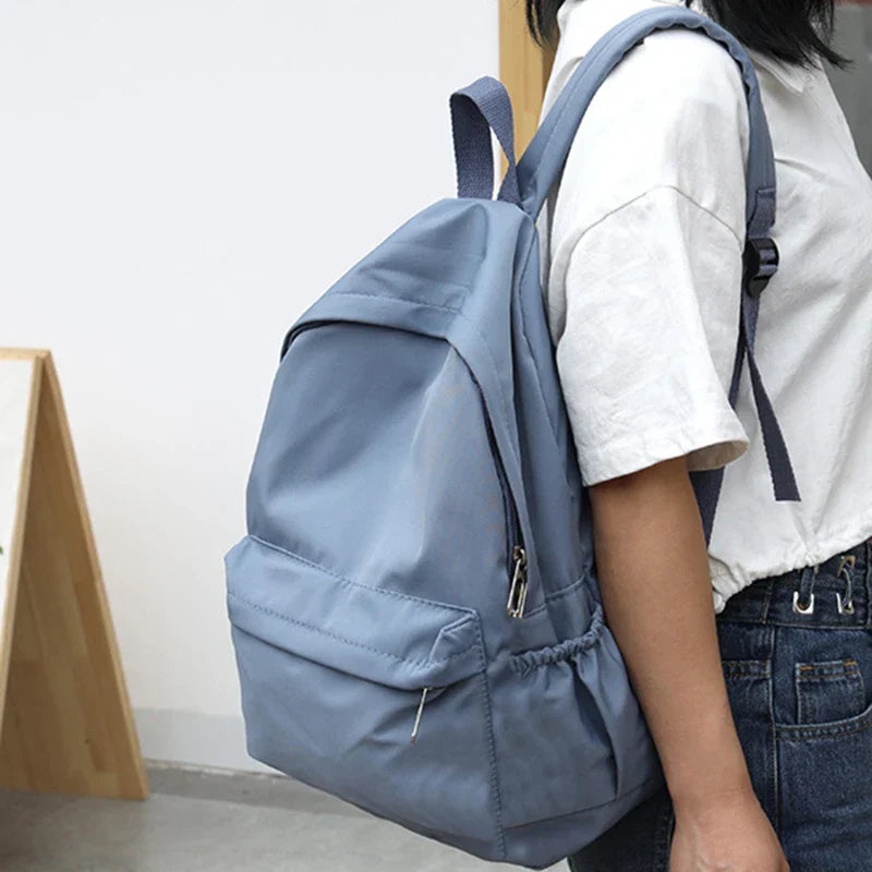 Solid Color School Backpack