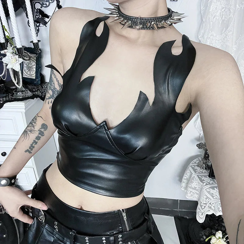 Y2K Goth Flame Crop Top