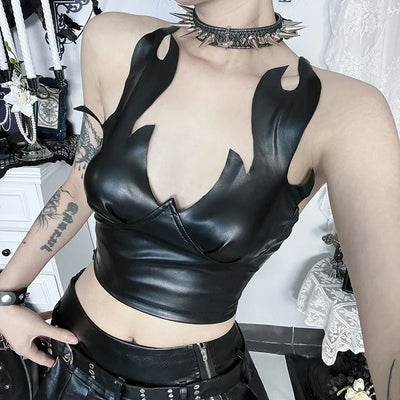 Y2K Goth Flame Crop Top