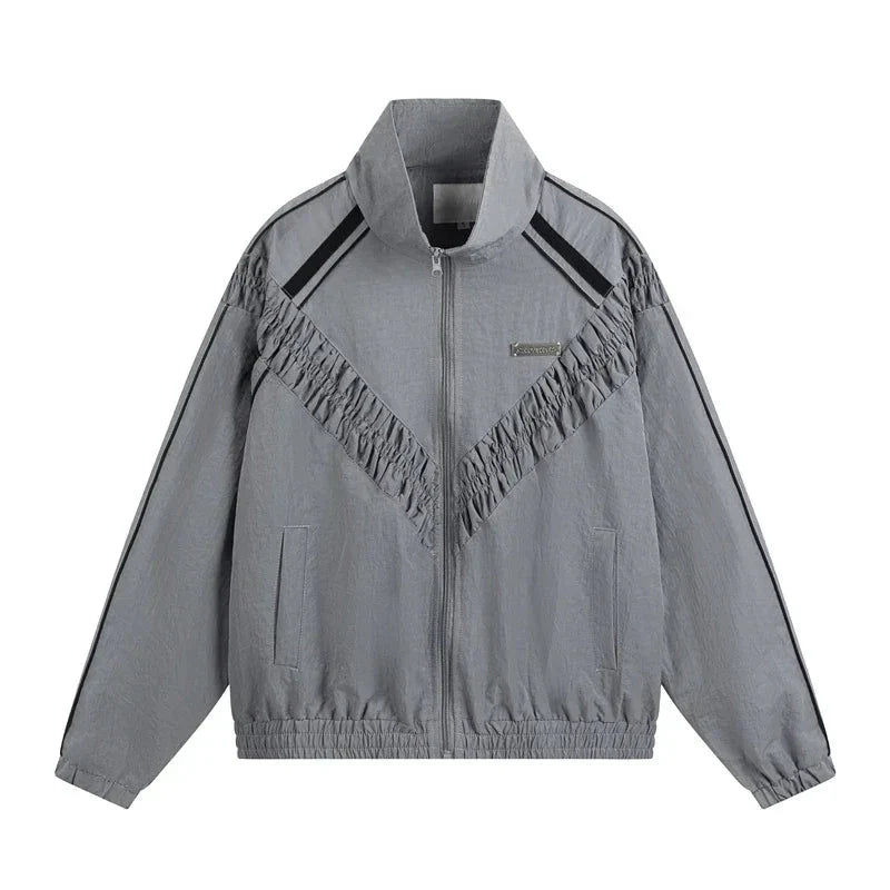 Y2K Women's V Striped Windbreaker Jacket