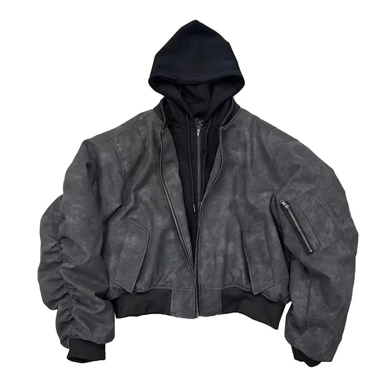 Acubi Vintage Faux Suede Hoodie
