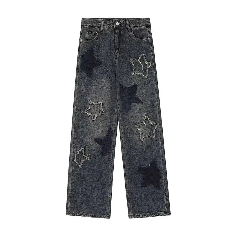 Vintage Star Embroidery Baggy Jeans