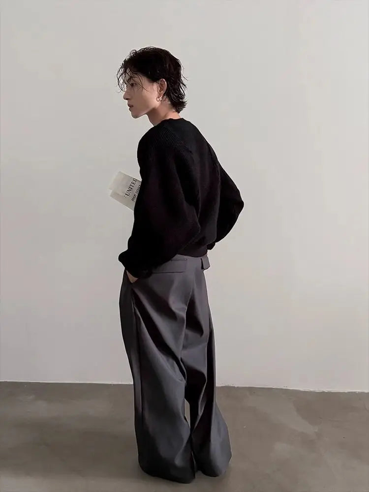 Korean Style Wide Leg Black Pants