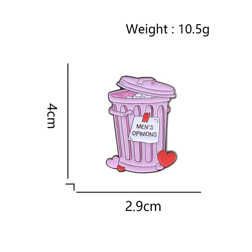 Men's Opinions Pink Trash Can Brooch