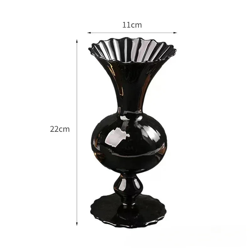 Medieval Black Nitrate Glass Vintage Vase