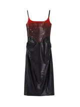 Cyberpunk Faux Leather Gradient Midi Dress
