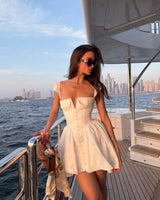 Summer Flare White Boho Mini Dress