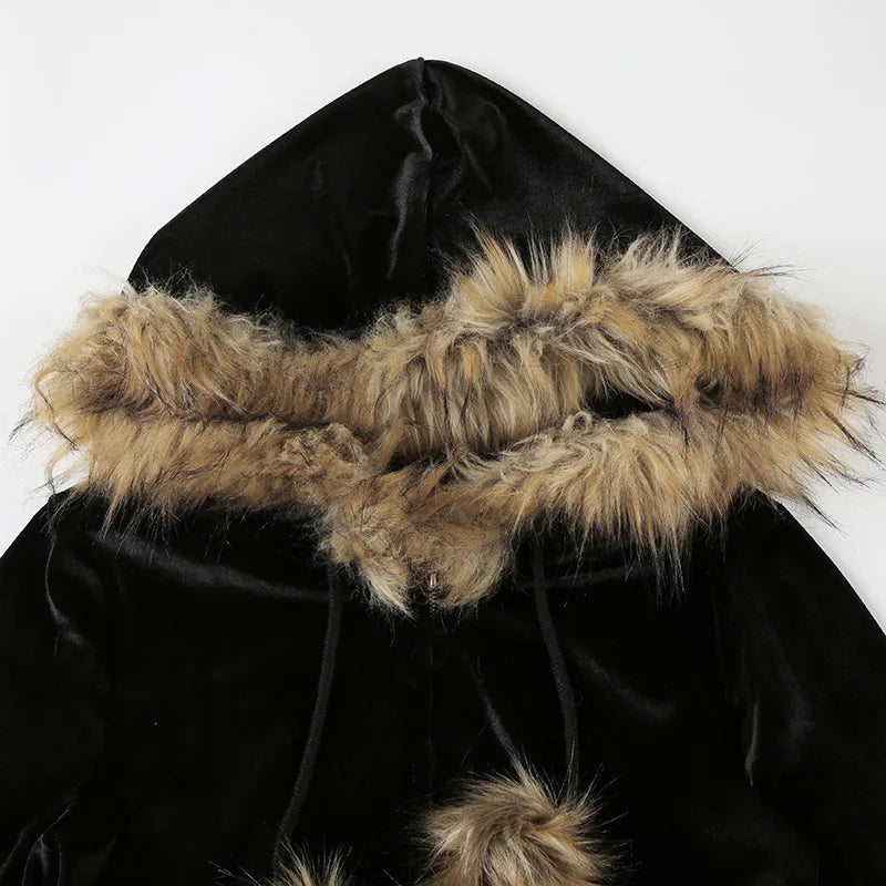 Gothic Soft Velvet Dark Zip-up Hoodie