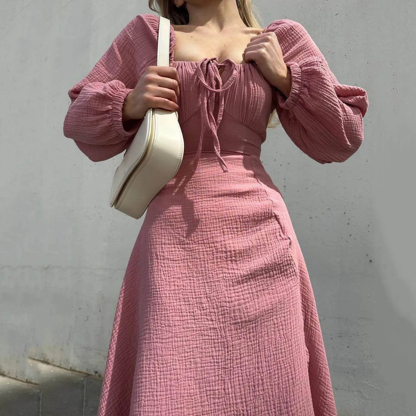 Coquette Long-Sleeve Midi Slit Dress