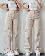 Wide Leg Solid Color Carago Pants