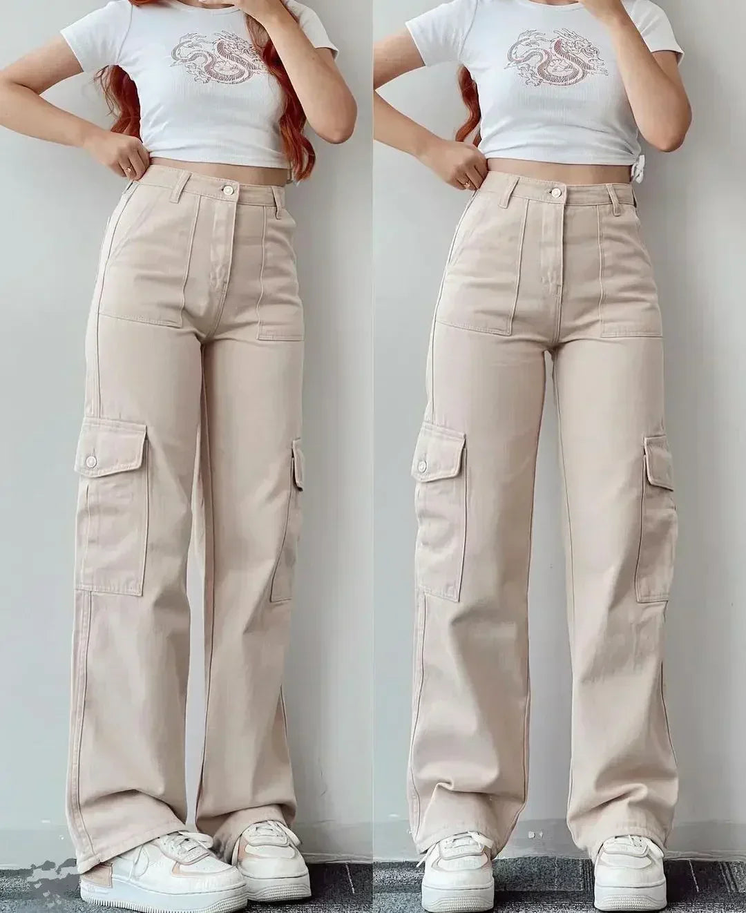 Wide Leg Solid Color Carago Pants