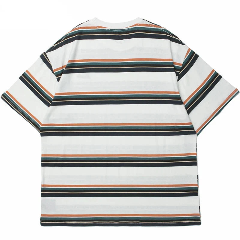 Striped Print Cotton T-Shirt