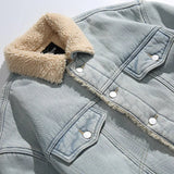 Snow Color Cozy Faux Fur Denim Jacket