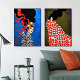 Retro Flowers Girls Hair Paintings Poster