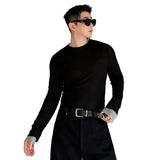 Contrast Color Patchwork O-Neck T-Shirt