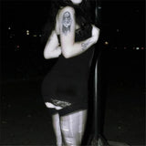 Gothic Skull Print Lace Mini Dress