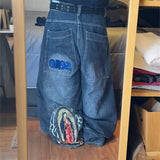Virgin Mary Embroidered Wide Jeans