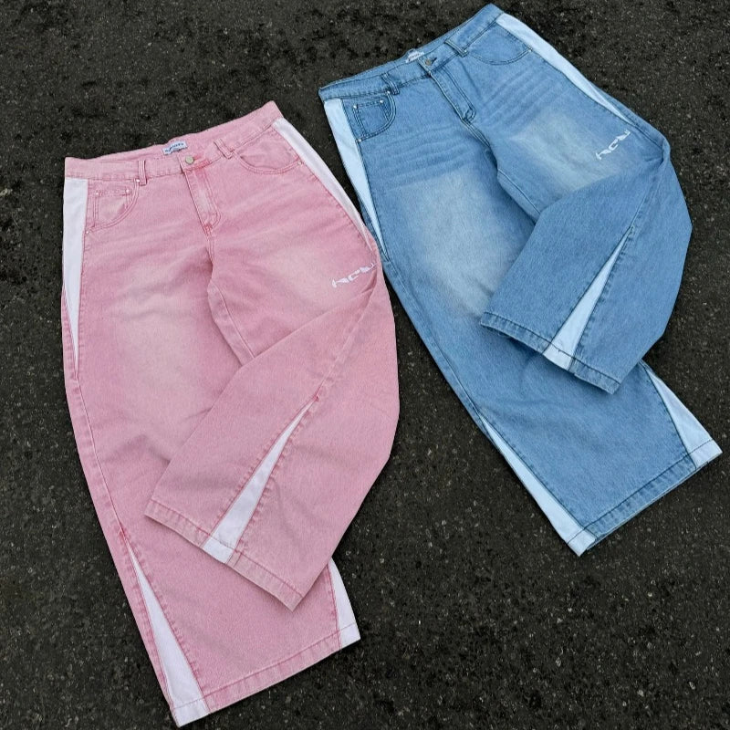 Y2K Splicing Stickerei Jeans