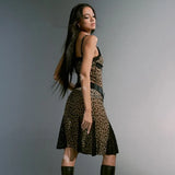 Leopard Print Grunge Spaghetti Strap Midi Dress