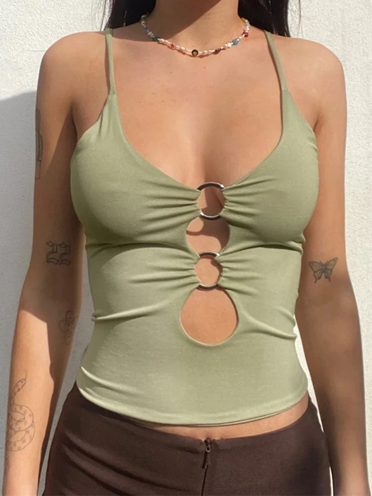 Baddie O-Ring Plunge Neck Top
