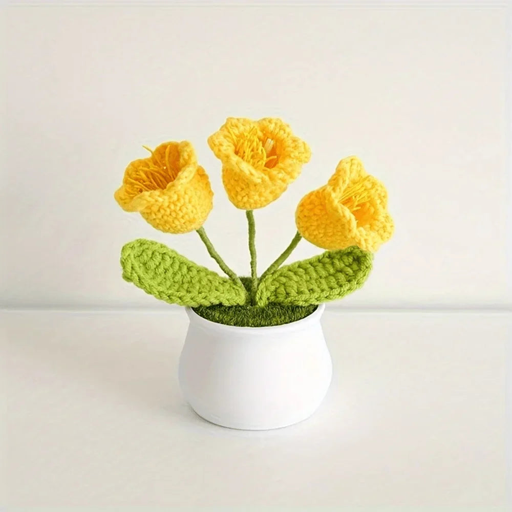 Boutique Handmade Woven 3-Head Knitted Flower