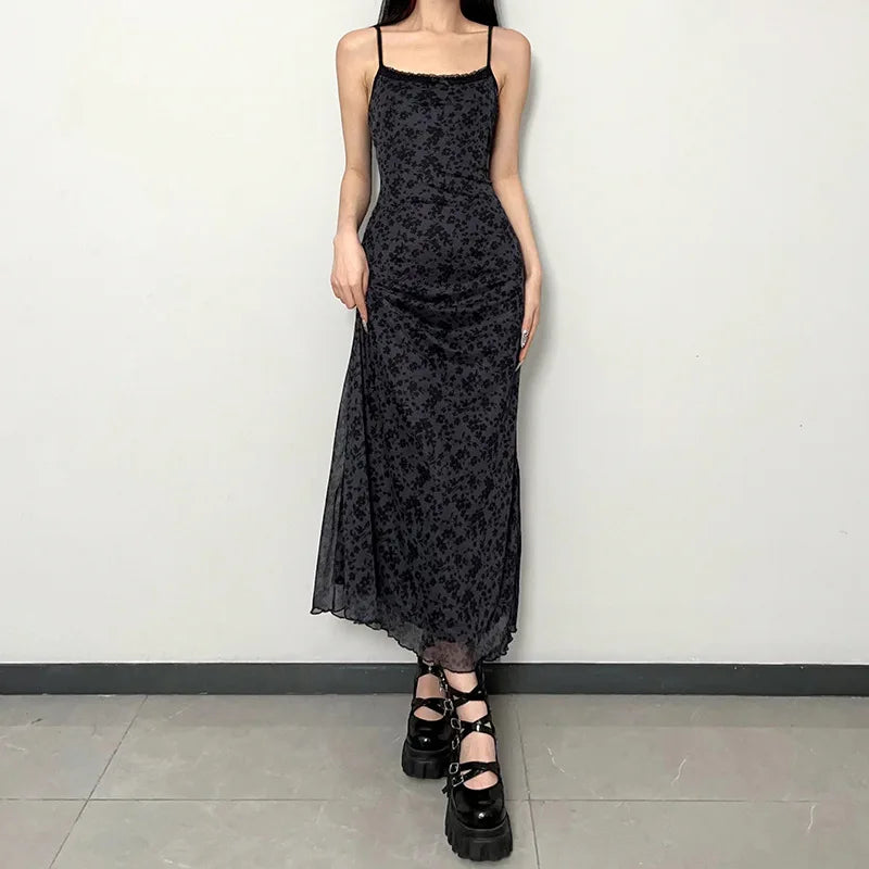 Vintage Grunge Floral Maxi Dress