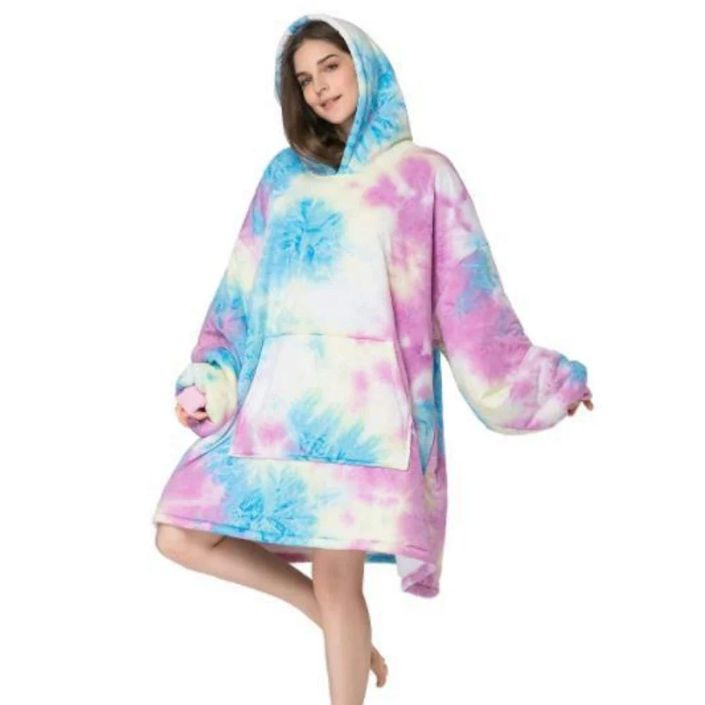 Unisex Flannel Hooded Sweater Blanket