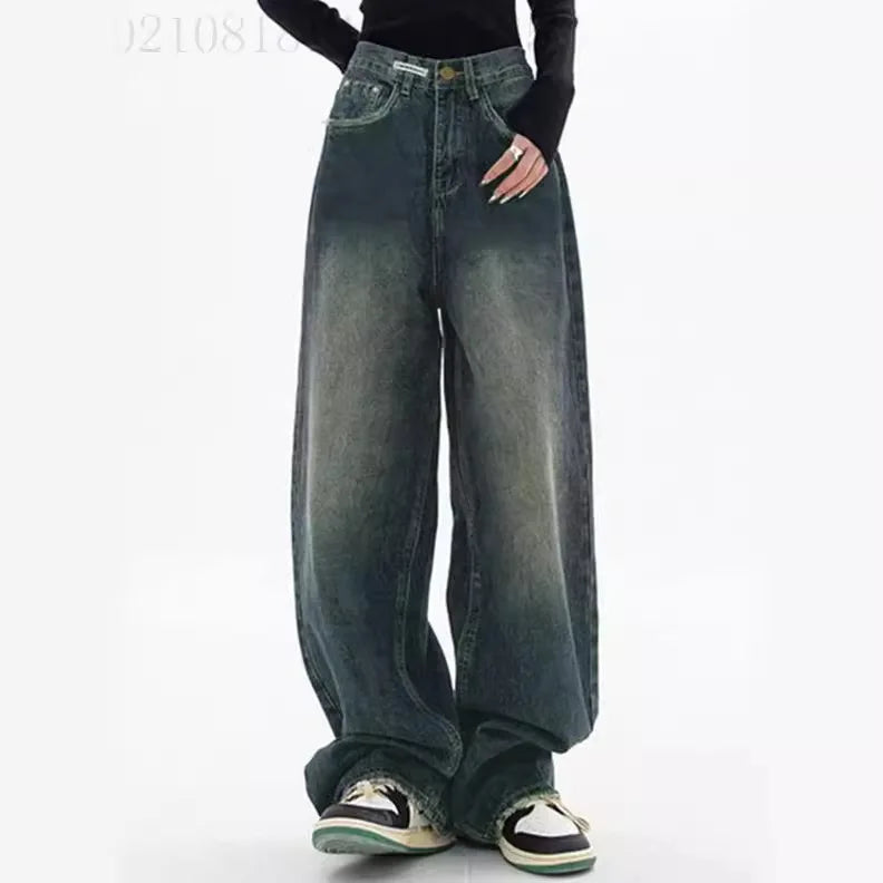 Y2k Women's High Waist Wide Leg Denim Jeans