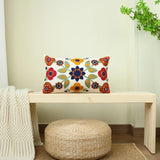 1pc, Vibrant Canvas Flower Embroidery Pillow Cover for Home Decor and Comfortable Sleeping