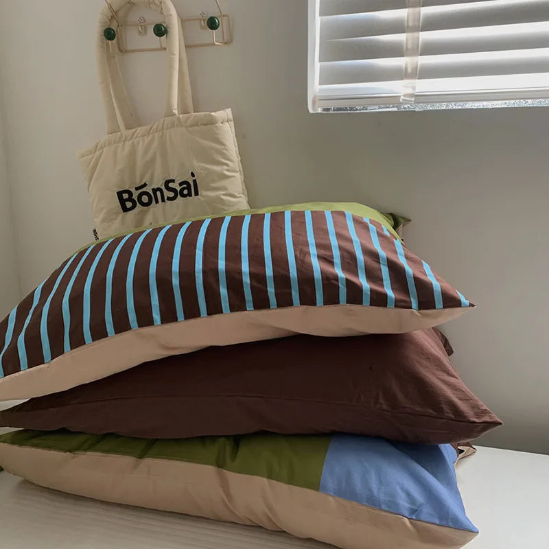 Home Decor Green Stripe Pillowcase