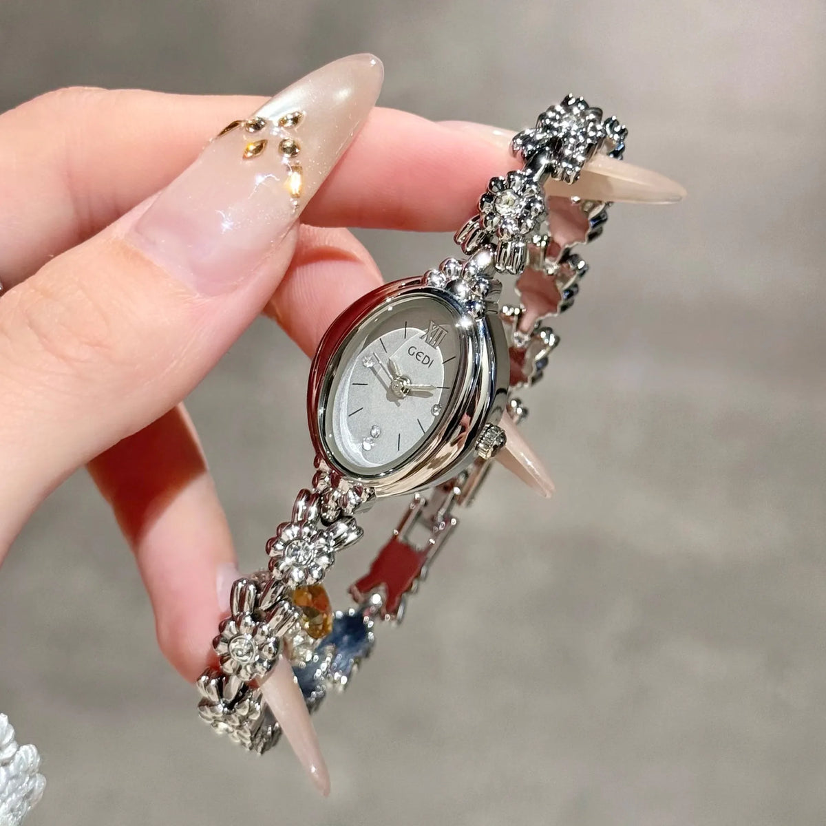 Elegant Oval Diamond Bracelet Wrist Watch