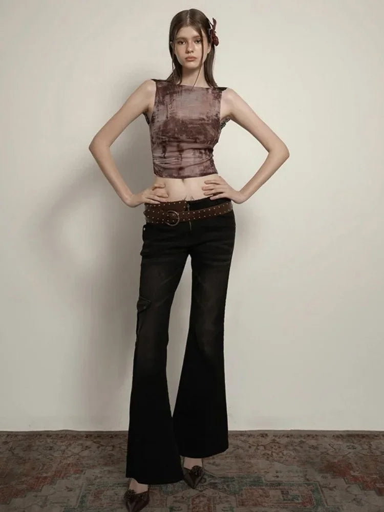 Y2k Backless Black Tank Top