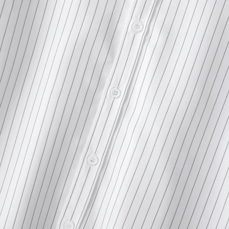 Boxy Fit Korean Style Stripped White Shirt