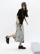 Retro High Waist Abstract Skirt